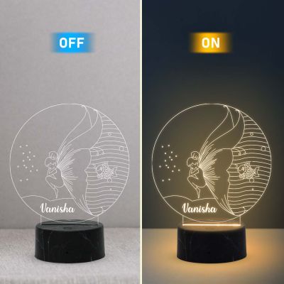 3D Illusion Butterfly Night lamp with Warm White Color Customized with Name Birthday Gifts for Girls